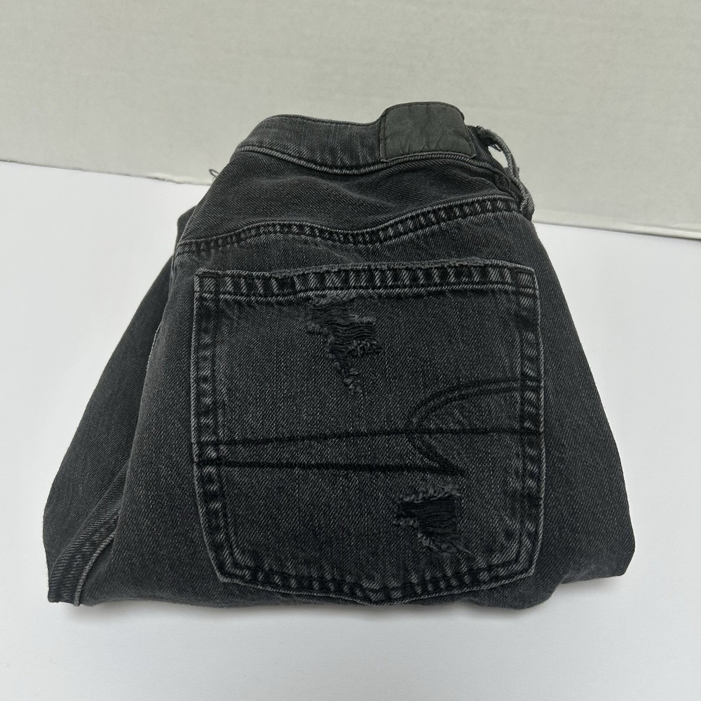 American Eagle Black Mid-Rise 90s Boot Cut Distressed Cotton Denim Jeans Size 2
